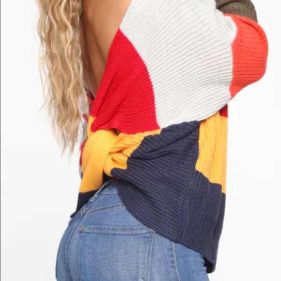 Fashion Nova “What I Want” striped knot sweater - Picture 3 of 3
